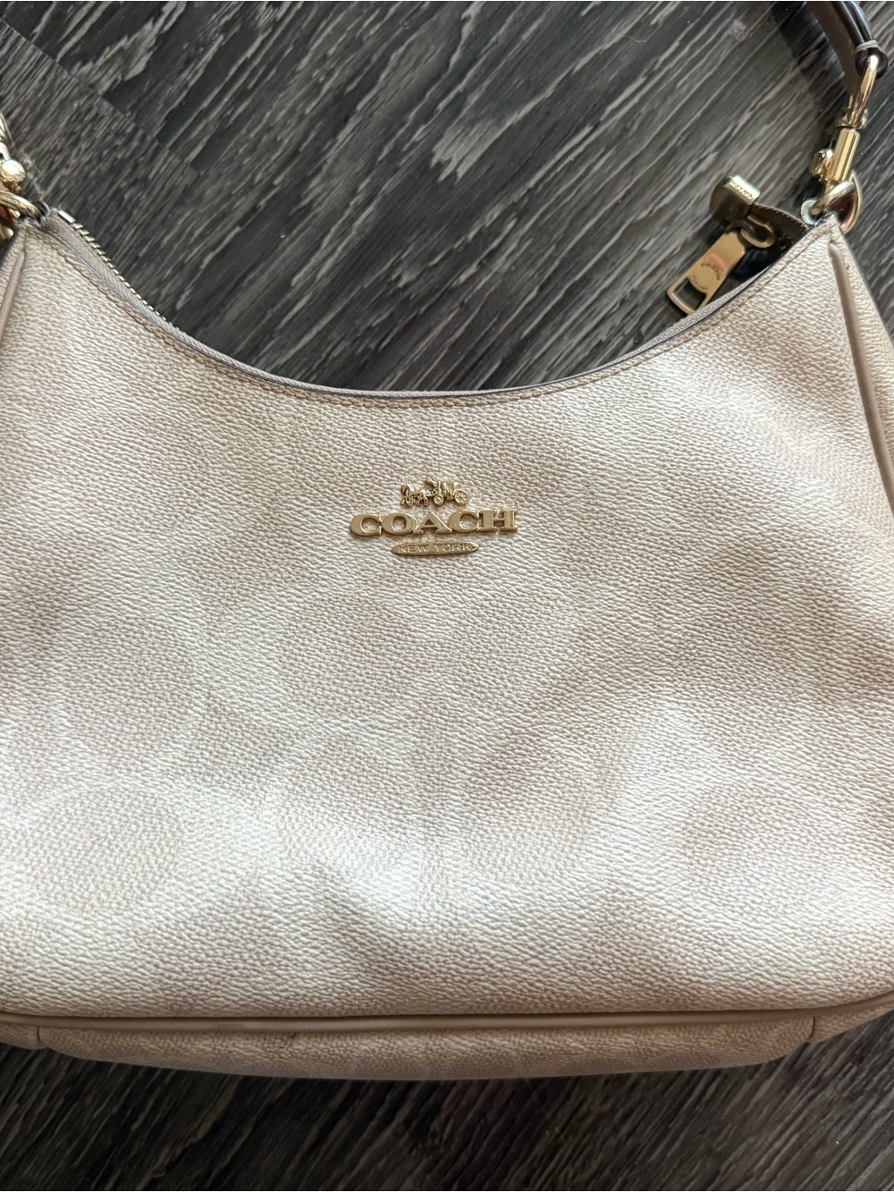 Coach Teri hobo in beige signature canvas